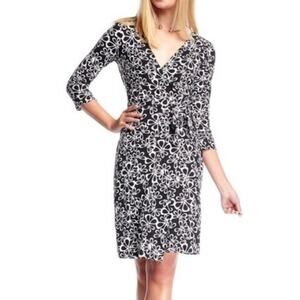 Diane Von Furstenberg Wrap Dress Halo Petal Black and White Floral Pattern 4